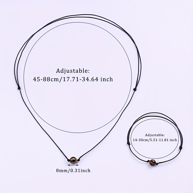 Classic Minimalist Adjustable Bracelet and Necklace Set, Tiger's Eye